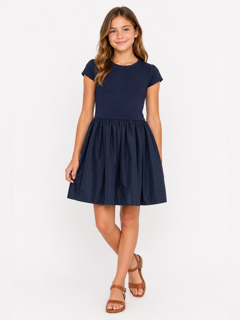 Polo Ralph Lauren Girls Navy Fit & Flare Dress Size 8-10 Preppy